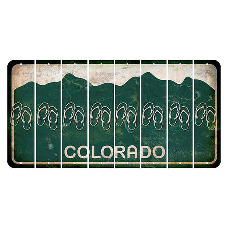 Colorado Green|White Mountains Cut License Plate Strips (Set of 8) Flip Flops