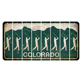 Colorado Green|White Mountains Cut License Plate Strips (Set of 8) Male Golfer