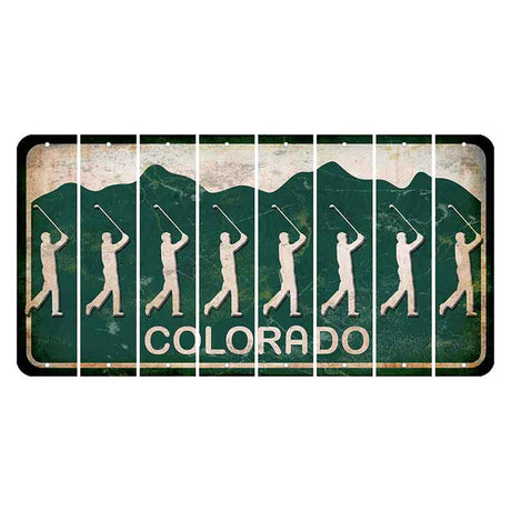 Colorado Green|White Mountains Cut License Plate Strips (Set of 8) Male Golfer