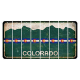 Colorado Green|White Mountains Cut License Plate Strips (Set of 8) State Flag