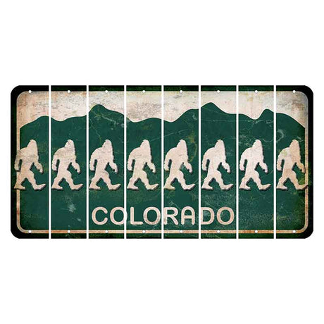 Colorado Green|White Mountains Cut License Plate Strips (Set of 8) Bigfoot