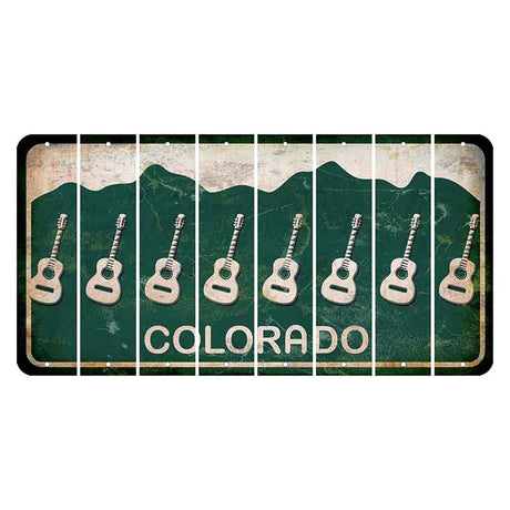 Colorado Green|White Mountains Cut License Plate Strips (Set of 8) Guitar