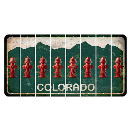 Colorado Green|White Mountains Cut License Plate Strips (Set of 8) Fire Hydrant