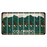 Colorado Green|White Mountains Cut License Plate Strips (Set of 8) Bald Eagle