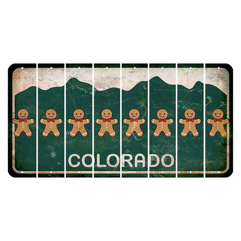Colorado Green|White Mountains Cut License Plate Strips (Set of 8) Gingerbread Man