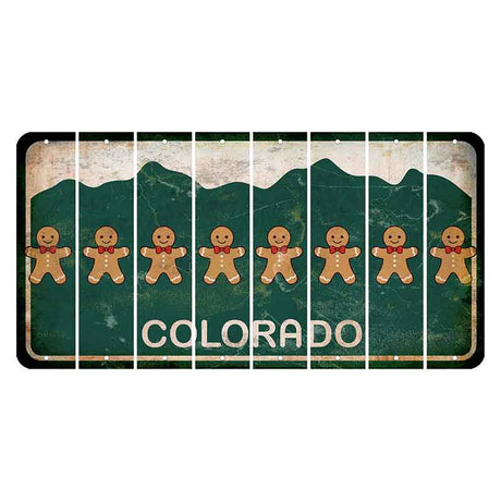 Colorado Green|White Mountains Cut License Plate Strips (Set of 8) Gingerbread Man