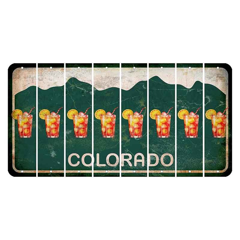 Colorado Green|White Mountains Cut License Plate Strips (Set of 8) Cocktail