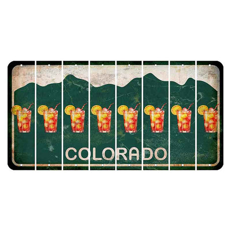 Colorado Green|White Mountains Cut License Plate Strips (Set of 8) Cocktail