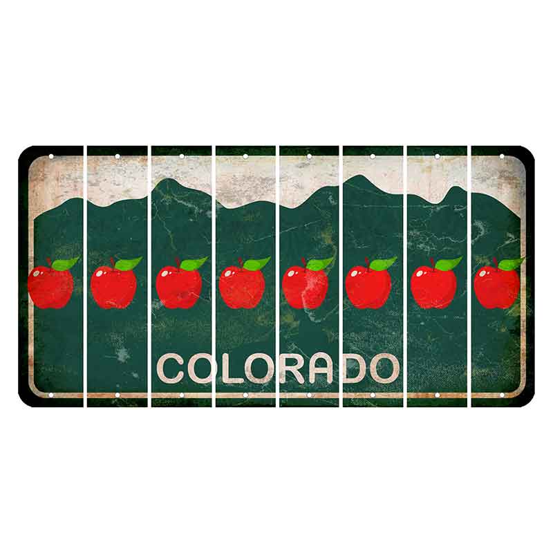 Colorado Green|White Mountains Cut License Plate Strips (Set of 8) Apple