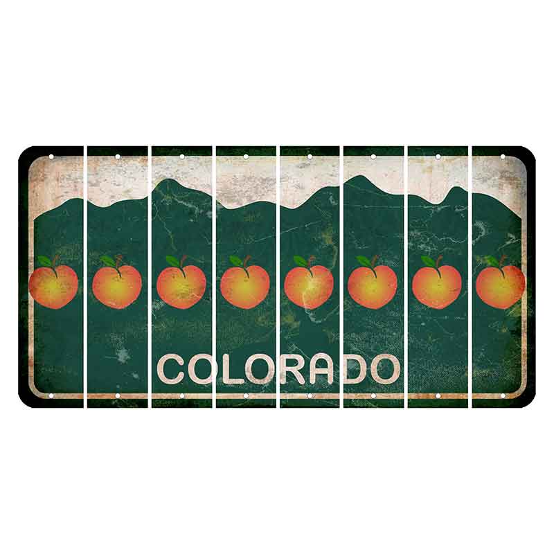 Colorado Green|White Mountains Cut License Plate Strips (Set of 8) Peach