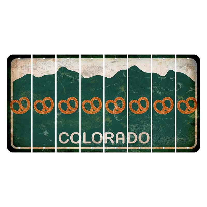 Colorado Green|White Mountains Cut License Plate Strips (Set of 8) Pretzel