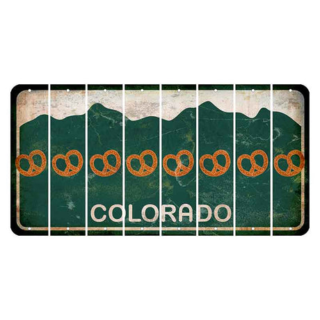 Colorado Green|White Mountains Cut License Plate Strips (Set of 8) Pretzel