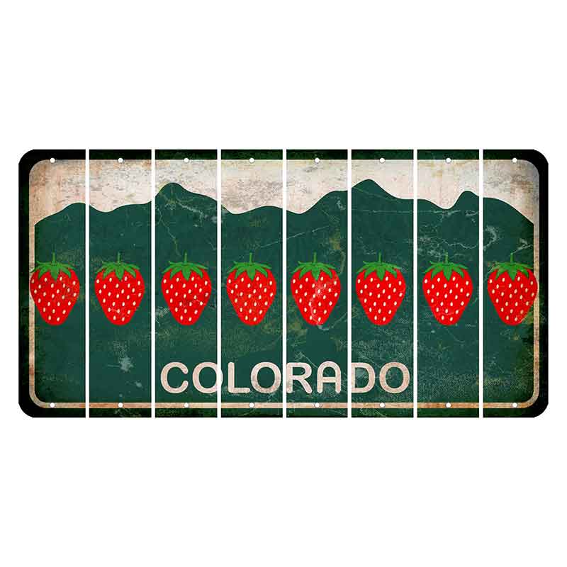 Colorado Green|White Mountains Cut License Plate Strips (Set of 8) Strawberry