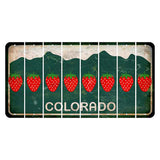 Colorado Green|White Mountains Cut License Plate Strips (Set of 8) Strawberry