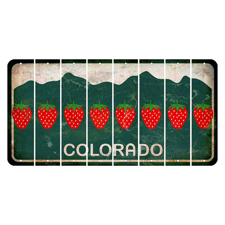 Colorado Green|White Mountains Cut License Plate Strips (Set of 8) Strawberry