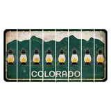 Colorado Green|White Mountains Cut License Plate Strips (Set of 8) Lantern