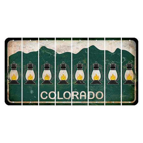 Colorado Green|White Mountains Cut License Plate Strips (Set of 8) Lantern