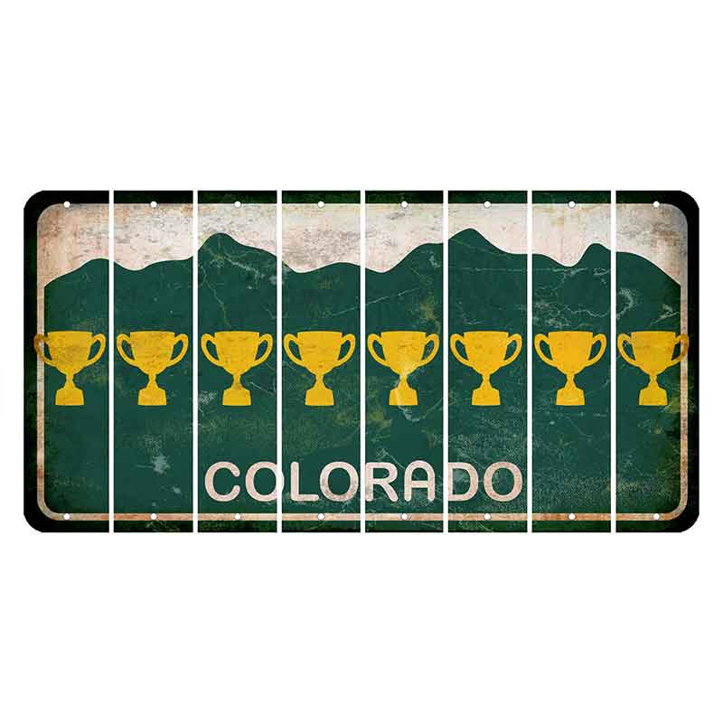 Colorado Green|White Mountains Cut License Plate Strips (Set of 8) Trophy