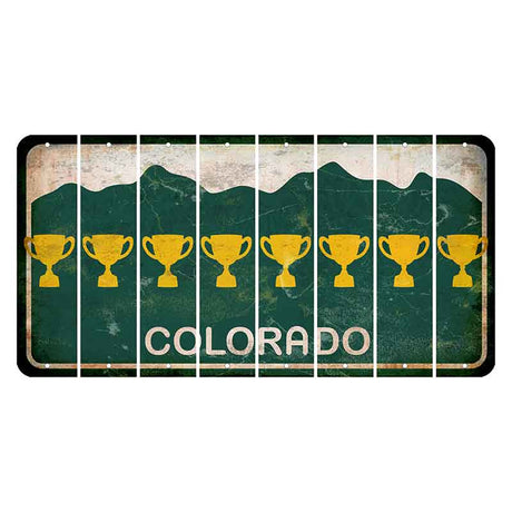 Colorado Green|White Mountains Cut License Plate Strips (Set of 8) Trophy
