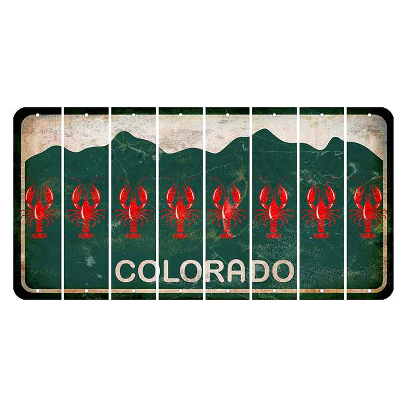 Colorado Green|White Mountains Cut License Plate Strips (Set of 8) Lobster