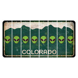 Colorado Green|White Mountains Cut License Plate Strips (Set of 8) Alien