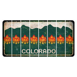 Colorado Green|White Mountains Cut License Plate Strips (Set of 8) Campfire