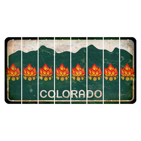 Colorado Green|White Mountains Cut License Plate Strips (Set of 8) Campfire
