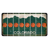 Colorado Green|White Mountains Cut License Plate Strips (Set of 8) Basketball