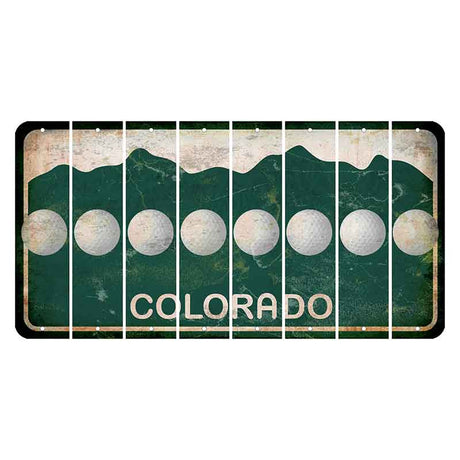 Colorado Green|White Mountains Cut License Plate Strips (Set of 8) Golfball