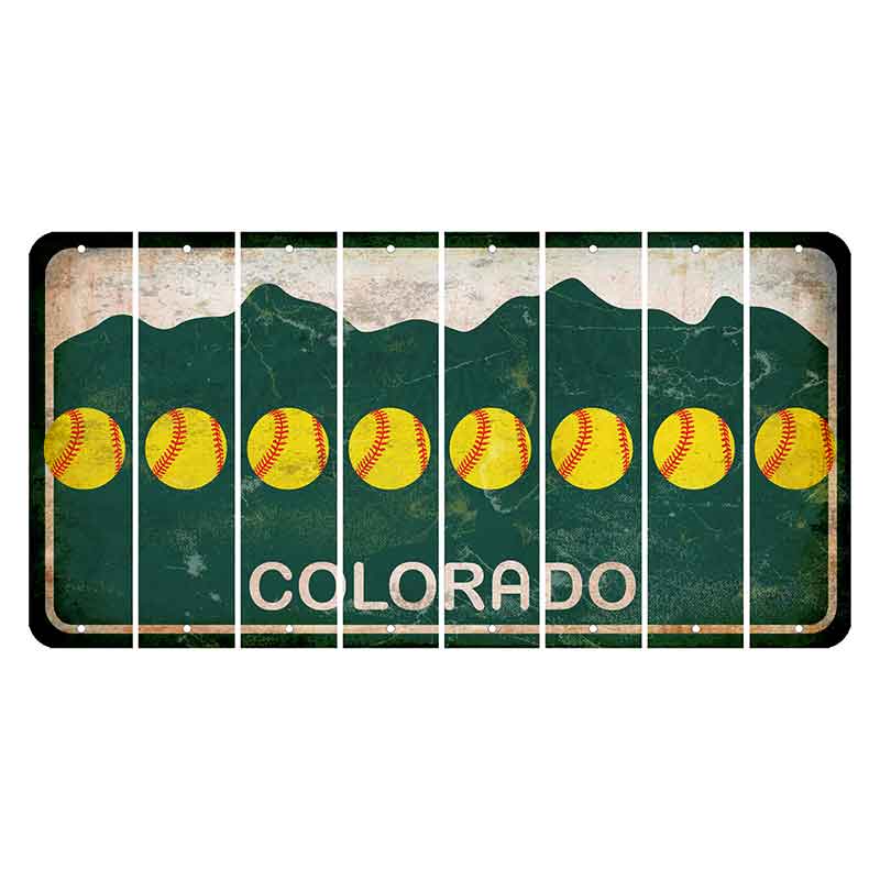 Colorado Green|White Mountains Cut License Plate Strips (Set of 8) Softball