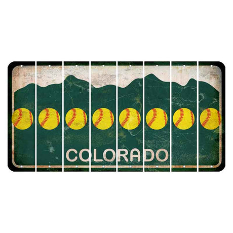 Colorado Green|White Mountains Cut License Plate Strips (Set of 8) Softball