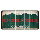Colorado Green|White Mountains Cut License Plate Strips (Set of 8) Cheer Bow