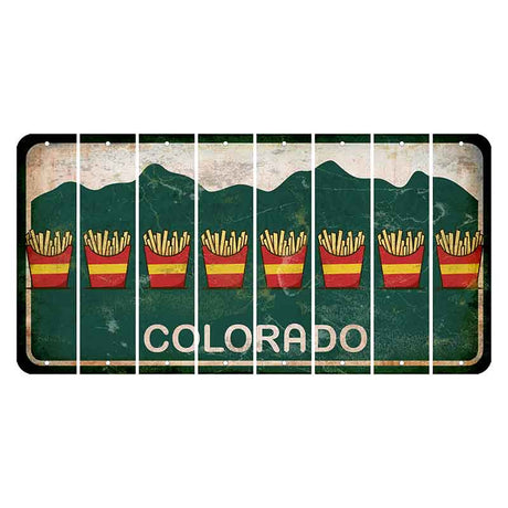 Colorado Green|White Mountains Cut License Plate Strips (Set of 8) French Fries