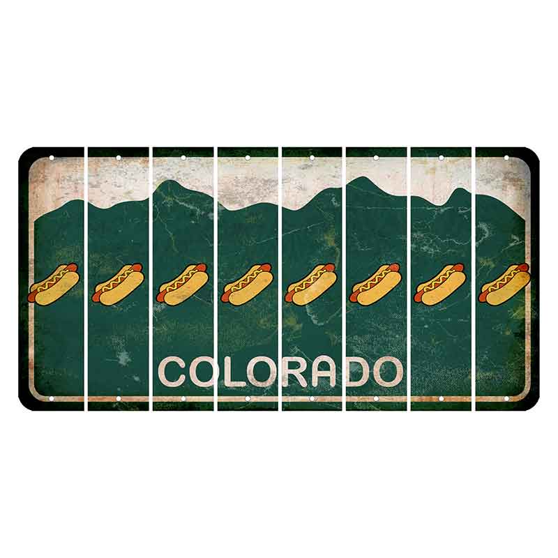 Colorado Green|White Mountains Cut License Plate Strips (Set of 8) Hotdog