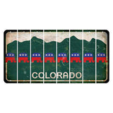 Colorado Green|White Mountains Cut License Plate Strips (Set of 8) Republican