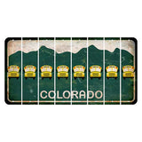 Colorado Green|White Mountains Cut License Plate Strips (Set of 8) School Bus
