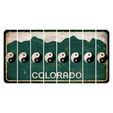 Colorado Green|White Mountains Cut License Plate Strips (Set of 8) Yin Yang