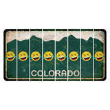 Colorado Green|White Mountains Cut License Plate Strips (Set of 8) Emoji - Laughing