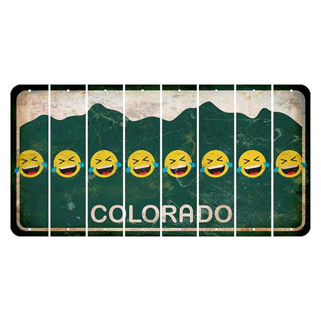 Colorado Green|White Mountains Cut License Plate Strips (Set of 8) Emoji - Laughing