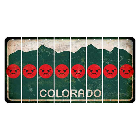 Colorado Green|White Mountains Cut License Plate Strips (Set of 8) Emoji - Angry