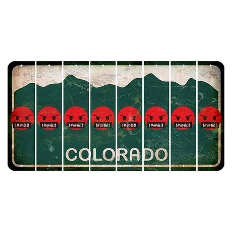 Colorado Green|White Mountains Cut License Plate Strips (Set of 8) Emoji - Pissed