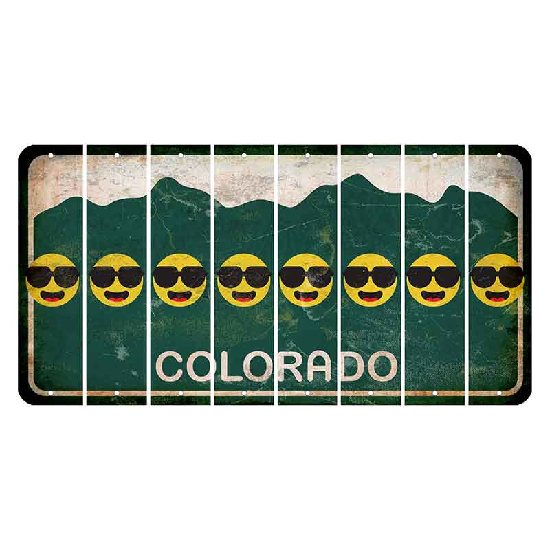 Colorado Green|White Mountains Cut License Plate Strips (Set of 8) Emoji - Shades