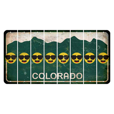 Colorado Green|White Mountains Cut License Plate Strips (Set of 8) Emoji - Shades