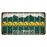 Colorado Green|White Mountains Cut License Plate Strips (Set of 8) Emoji - Winking