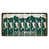 Colorado Green|White Mountains Cut License Plate Strips (Set of 8) Basketball Player