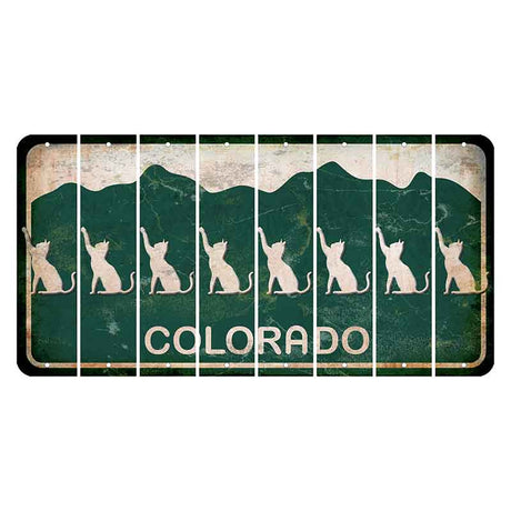 Colorado Green|White Mountains Cut License Plate Strips (Set of 8) Cat
