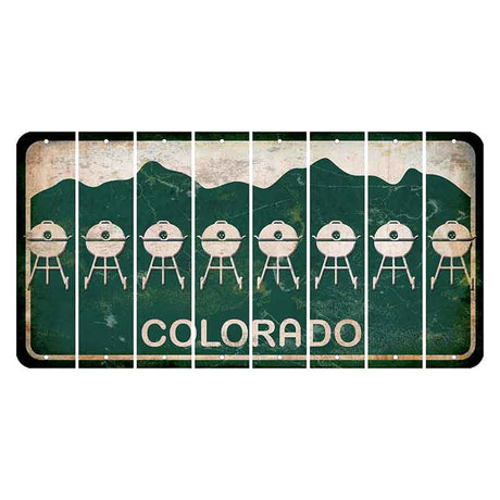 Colorado Green|White Mountains Cut License Plate Strips (Set of 8) Grill