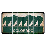 Colorado Green|White Mountains Cut License Plate Strips (Set of 8) Howling Wolf