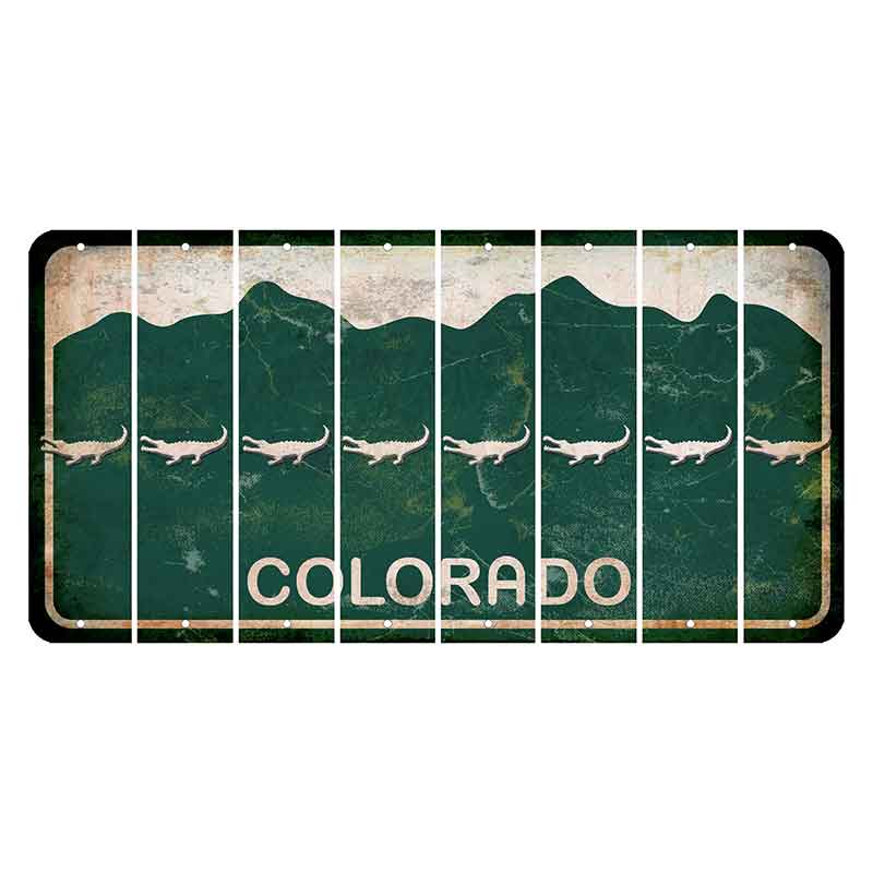 Colorado Green|White Mountains Cut License Plate Strips (Set of 8) Alligator