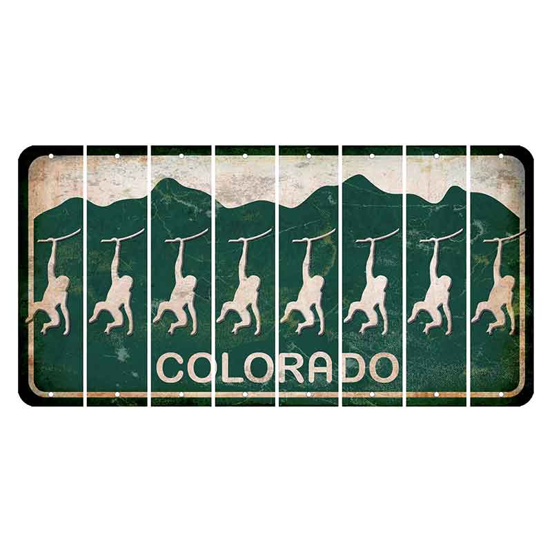 Colorado Green|White Mountains Cut License Plate Strips (Set of 8) Monkey